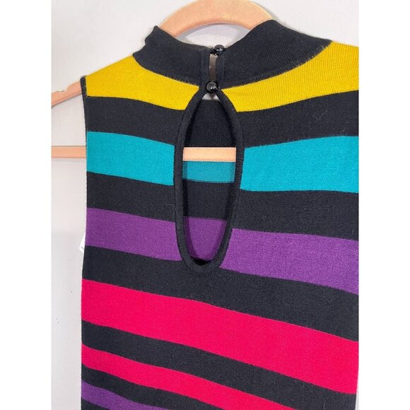 BCBG Striped Tank Maxi Dress XS Colorful Sweater Retro Classic Chic Funky Preppy - Picture 4 of 14